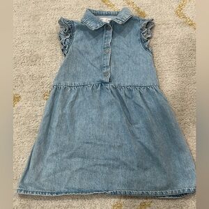 Zara Blue Denim Ruffle Sleeve Dress